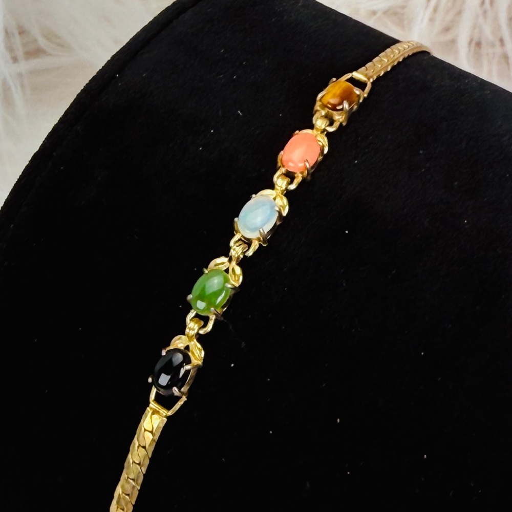 Beautiful, goldtone, multicolored stone tennis bracelet